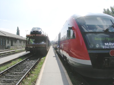 A view of Terry boarding the fast train back to Budapest.